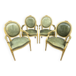 Srie de 4 fauteuils cabriolets louis xvi  dossiers mdaillon