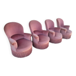 Série de 4 fauteuils crapauds en velours ancien 1930s Série de 4 fauteuils crapauds en velours ancien 1930s