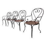 Srie de 4 fauteuils de jardin fer forg