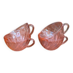 Série de 4 tasses à café en verre rose rosaline Série de 4 tasses à café en verre rose rosaline