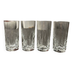 Srie de 4 verres  orangeade estampills cristal saint louis