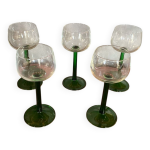 Srie de 5 verres  vin ballon alsace verre vert vintage
