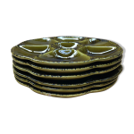 Srie 6 anciennes assiettes  hutres gien cramique verte vintage