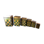 Srie de 6 boites pice vintage en fer lustucru jaune et vert 1930