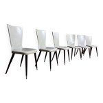 Serie de 6 chaises baumann modle essor en simili cuir blanc