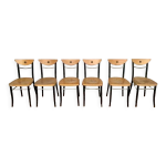 Série de 6 chaises bistrot vintage en bois courbé Série de 6 chaises bistrot vintage en bois courbé