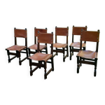 Srie de 6 chaises en cuir 1970