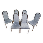 S�rie de 6 chaises design vintage m�tal chrom� & velours