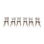 S�rie de 6 chaises scandinave ou bistrot en bois vintage