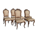 Srie de 6 chaises style louis xv en noyer fin xixme