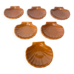 S�rie 6 coupelles emile henry c�ramique marron forme coquillage vintage
