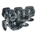 Srie de 6 verres ballon digestif en cristal - verres  cognac rhum vintage