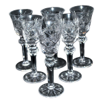 Srie de 6 verres  liqueur en cristal taill diamant cristallerie lorraine lemberg 11cm