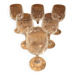 Srie de 6 verres  pied cristal d arques longchamp vin france vintage