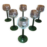 Srie de 6 verres  vin ballon alsace verre vert vintage