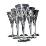 Srie de 6 verres  vin, fltes roemer en cristal grav guirlande 1900