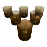 S�rie de 6 verres � whisky luminarc verre moul� fum� vintage