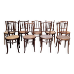 Srie de 7 chaises bistrot canne cannage ancien troquet