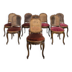 Srie de 8 chaises cannes de style louis xv