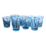 Srie de 8 verres  shooter en verre souffl bull bleu