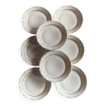 Srie de huit assiettes  dessert blanches et or porcelaine du berry  pte de limoges, vierzon, annes ...