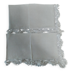 Srie de quatre serviettes de tables lin dentelle au fuseau 31 x 32 cm