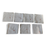 Srie de sept serviettes de tables coton damass monogramme p p 56 x 56 cm