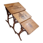 S�rie de tables gigognes   emile gall�   �poque art nouveau paysage breton