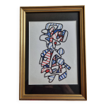 Srigraphie d aprs jean dubuffet, annes 70, cadre dor sous verre, 21 x 31 cm