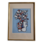 Sérigraphie d après jean dubuffet, encadrée, années 70, 23 x 31 cm Sérigraphie d après jean dubuffet, encadrée, années 70, 23 x 31 cm