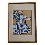 Srigraphie d aprs jean dubuffet, encadre, annes 70, 23 x 32 cm