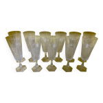 Service de 11 fltes  champagne en cristal taill vintage trs bo