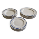 Service de 18 assiettes,  dessert, creuses et plates vintages  motif de damier, annes 50