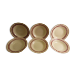Service de 6 assiettes creuses en faience de badonviller dcor de biseaux rouges