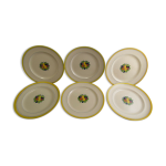 Service 6 assiettes plates faience boch la louvi�re �maux d�cor fruits art d�co