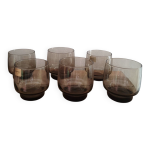 Service de 6 verres en verre fumé luminarc, années 70 Service de 6 verres en verre fumé luminarc, années 70