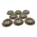 Service 8 tasses à café en porcelaine de limoges france motif floral et doré Service 8 tasses à café en porcelaine de limoges france motif floral et doré