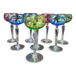 Service 8 verres  vin roemer en cristal color val saint lambert mod  saumur