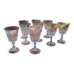 Service de 9 verres � pied en cristal taill� fin - france, circa 1950 -