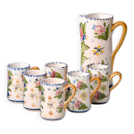 Service ancien grands mugs et carafe de talavera en terre cuite �maill�e