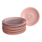 Service d assiettes en céramique longchamp rose marbré - assiette vintage Service d assiettes en céramique longchamp rose marbré - assiette vintage