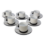 Service a caf 6 tasses expresso porcelaine et 6 soucoupes en plexiglas guzzini
