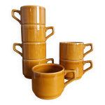 Service à café de 7 tasses bistrot couleur caramel moutarde Service à café de 7 tasses bistrot couleur caramel moutarde