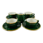 Service � caf� bistrot tasses sous - tasses et pot � lait vert � facette