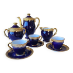 Service  caf bleu de four et or - porcelaine de limoges