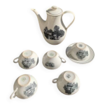 Service a cafe, en faience motif champ�tre, boch la louvi�re belgique