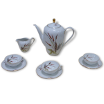 Service a café en porcelaine, motifs épis de blés vintage 1960 Service a café en porcelaine, motifs épis de blés vintage 1960