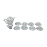 Service à café en porcelaine tchécoslovaquie motif fleurs bleues et rouges art déco Service à café en porcelaine tchécoslovaquie motif fleurs bleues et rouges art déco