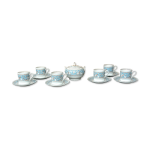 Service  caf en porcelaine turquoise wedgwood florentine