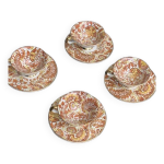 Service a cafe ou th compose de 4 tasses et 4 soucoupes en porcelaine et anses dores vintage